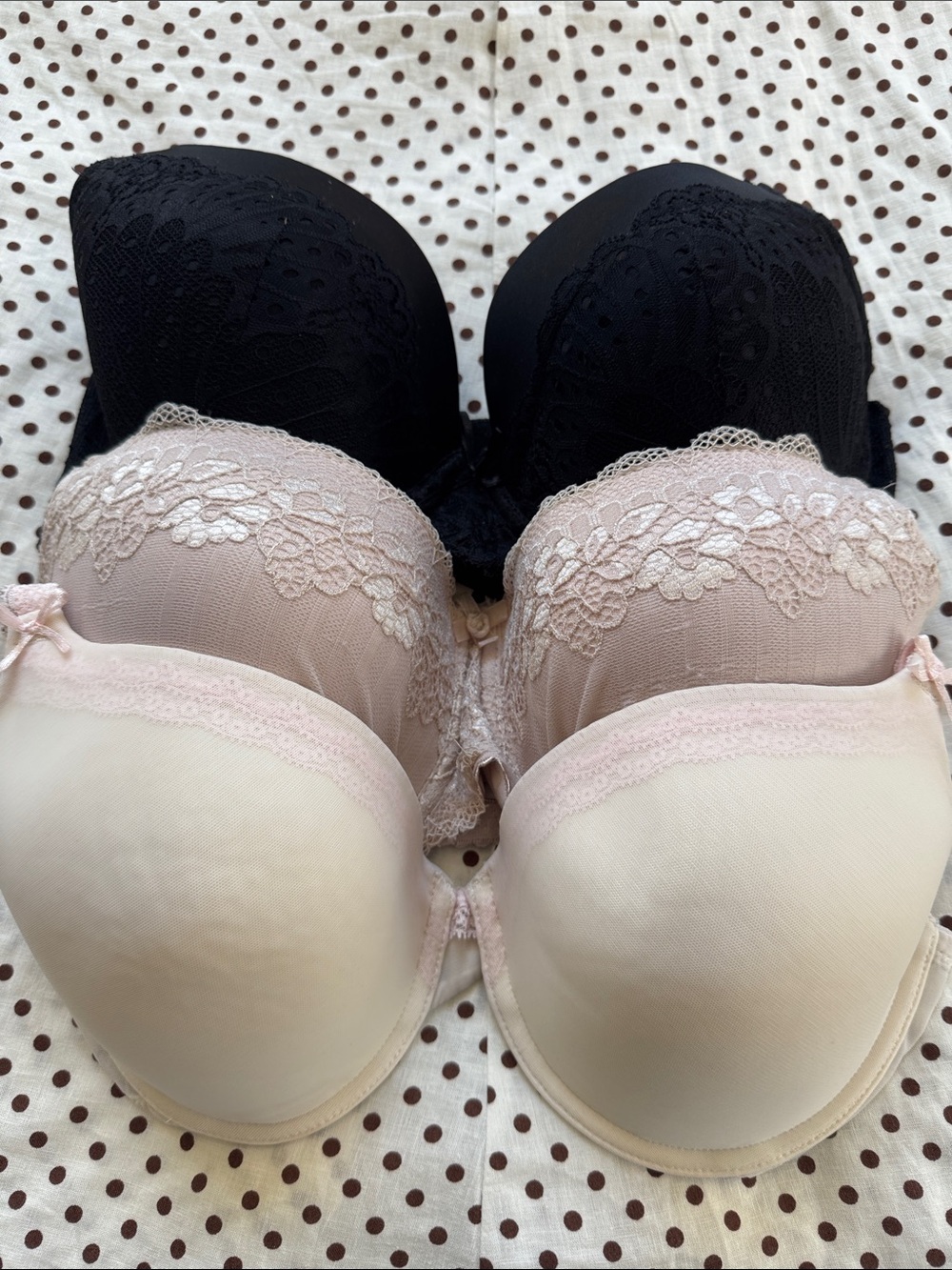 Dkny Lace Contour Bra Set - Black, Blush, Ivory